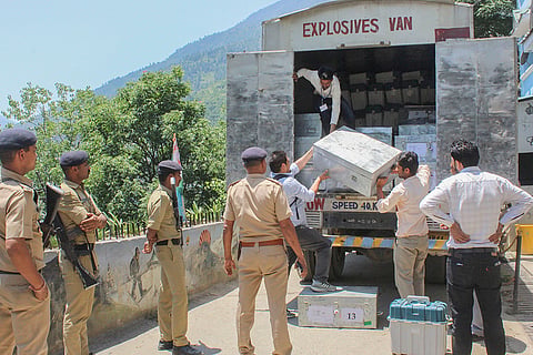 EVMs brought to a strong room in Kullu